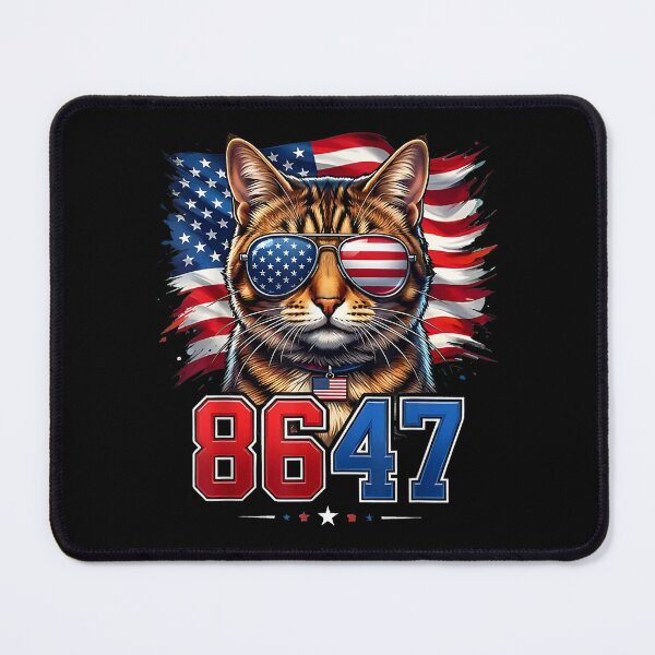 Item preview, 8647 cat patriotic 86 47 funny cat usa flag sunglasses designed and sold by 3INEKMIZAN.