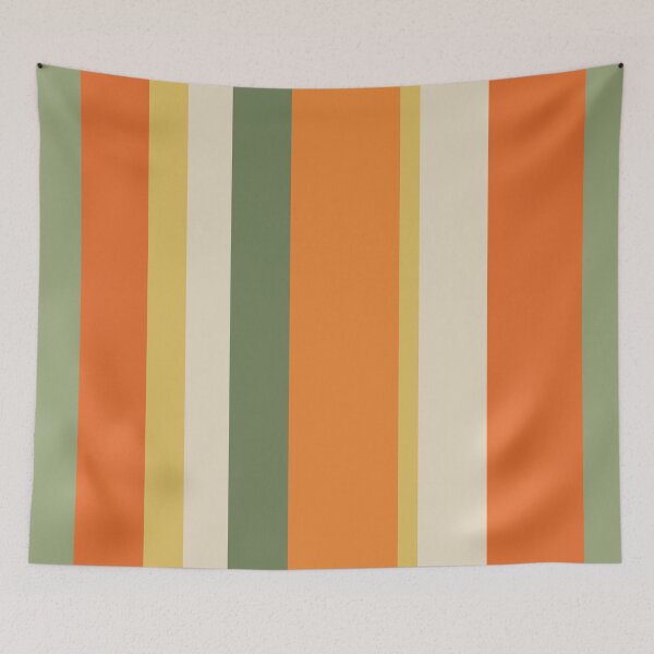 Item preview, Vintage Minimal Stripes in Retro Olive Sage and Orange designed and sold by kierkegaard.
