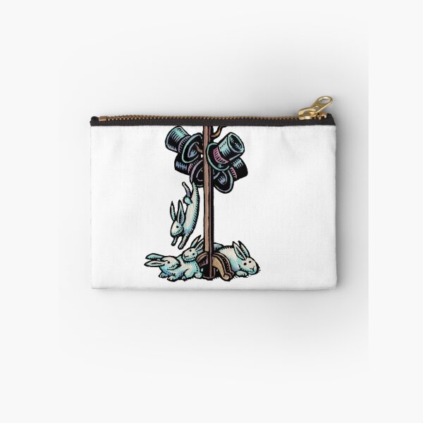 Item preview, white rabbits fall from magician's hats hung on coat rack designed and sold by LisaHaney.