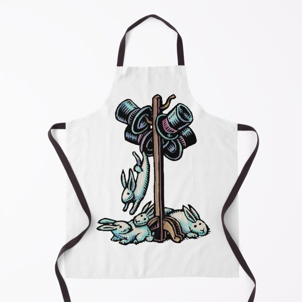 Item preview, white rabbits fall from magician's hats hung on coat rack designed and sold by LisaHaney.