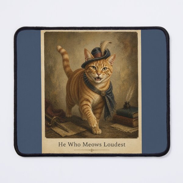 Item preview, He Who Meows Loudest: Funny Orange Tabby Portrait designed and sold by fruitfuLIFEstudio.