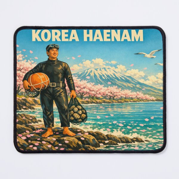 Item preview, KOREA HAENAM - Cherry Blossom Spring Dive Jeju Island Hallasan Retro Vintage Poster designed and sold by KOREA-HAENAM.