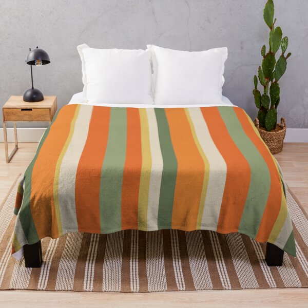 Item preview, Vintage Minimal Stripes Vertical Pattern in Retro Olive Sage and Orange designed and sold by kierkegaard.