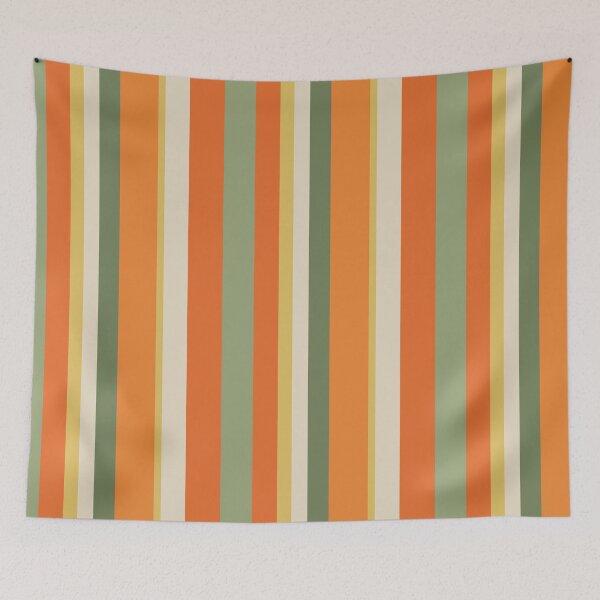 Item preview, Vintage Minimal Stripes Vertical Pattern in Retro Olive Sage and Orange designed and sold by kierkegaard.