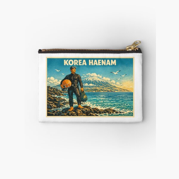 Item preview, KOREA HAENAM - Sea Diver and Mount Hallasan Jeju Island Epic Retro Vintage Poster designed and sold by KOREA-HAENAM.