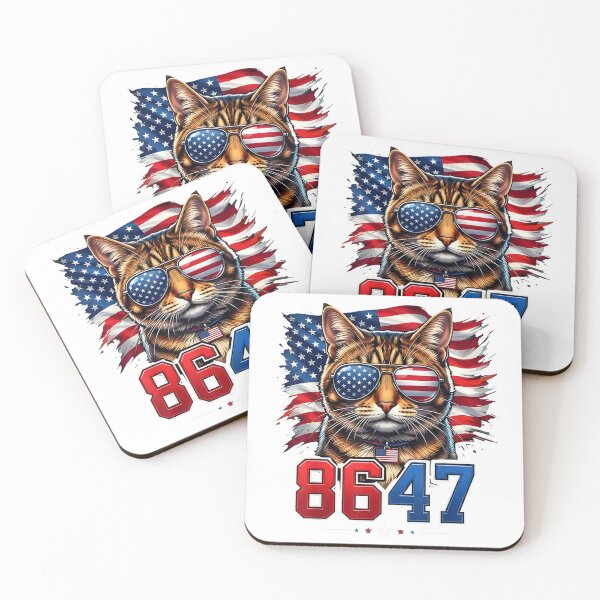 Item preview, 8647 cat patriotic 86 47 funny cat usa flag sunglasses designed and sold by 3INEKMIZAN.
