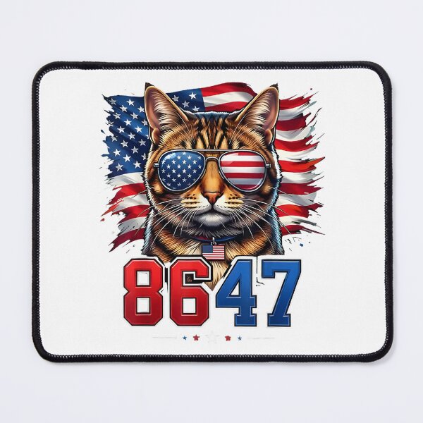 Item preview, 8647 cat patriotic 86 47 funny cat usa flag sunglasses designed and sold by 3INEKMIZAN.