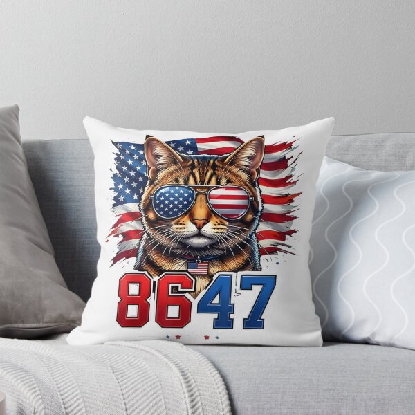 Item preview, 8647 cat patriotic 86 47 funny cat usa flag sunglasses designed and sold by 3INEKMIZAN.
