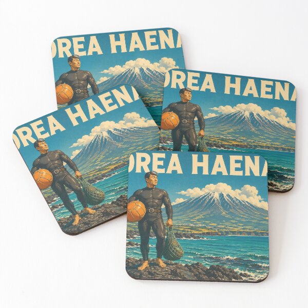 Item preview, KOREA HAENAM - Male Sea Diver Stands Before Mount Hallasan Jeju Island Retro Vintage Poster designed and sold by KOREA-HAENAM.