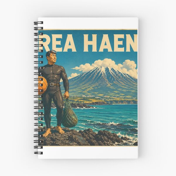 Item preview, KOREA HAENAM - Male Sea Diver Stands Before Mount Hallasan Jeju Island Retro Vintage Poster designed and sold by KOREA-HAENAM.