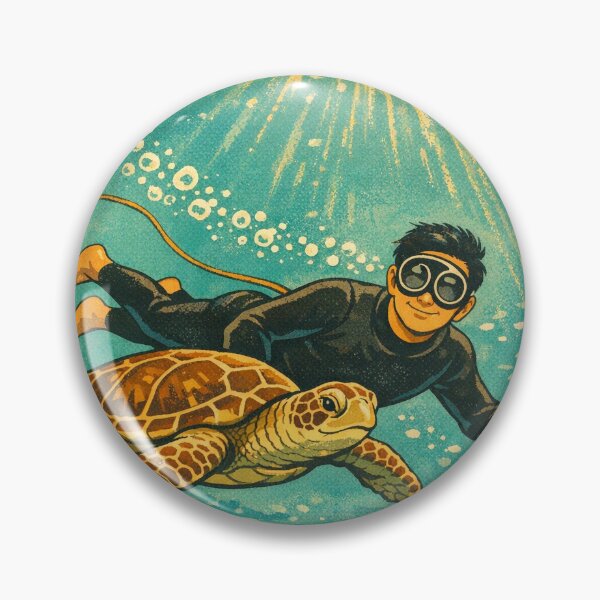 Item preview, KOREA HAENAM - Free Diver and Sea Turtle Coral Reef Jeju Island Retro Vintage Poster designed and sold by KOREA-HAENAM.