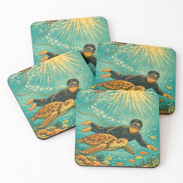 Item preview, KOREA HAENAM - Free Diver and Sea Turtle Coral Reef Jeju Island Retro Vintage Poster designed and sold by KOREA-HAENAM.