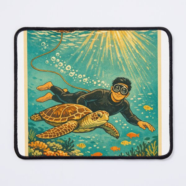 Item preview, KOREA HAENAM - Free Diver and Sea Turtle Coral Reef Jeju Island Retro Vintage Poster designed and sold by KOREA-HAENAM.