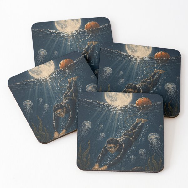 Item preview, KOREA HAENAM - Full Moon Night Dive Jeju Island Retro Vintage Poster designed and sold by KOREA-HAENAM.