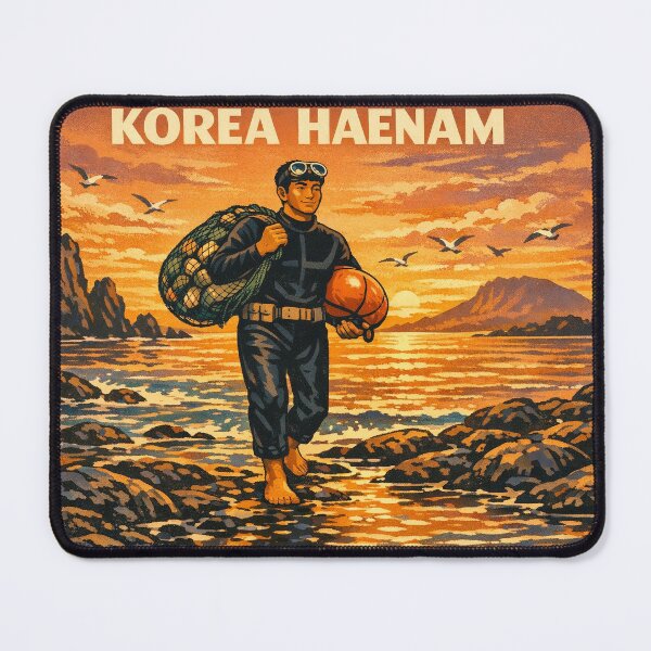 Item preview, KOREA HAENAM - Triumphant Return to Jeju Shore Golden Sunset Retro Vintage Poster designed and sold by KOREA-HAENAM.