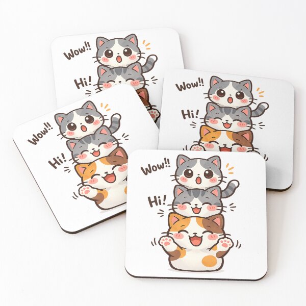 Item preview, Three Happy Cats Stack - Funny Kawaii Kitten Art designed and sold by Oddifys.
