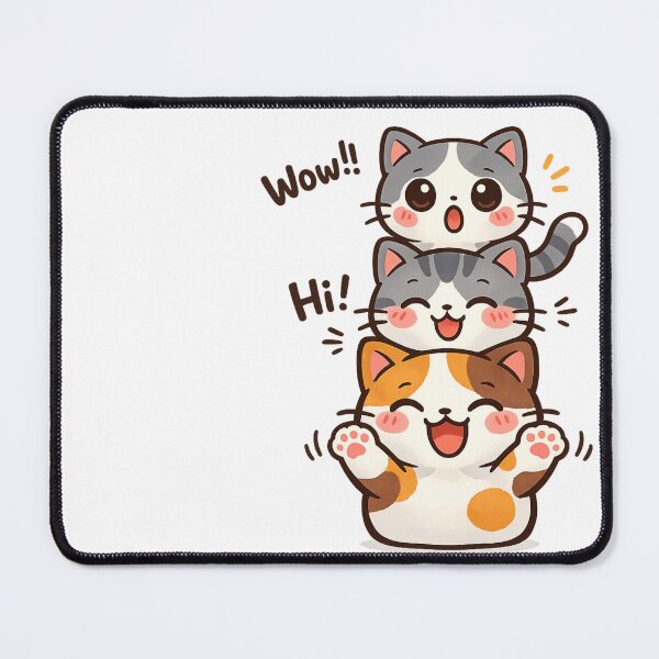 Item preview, Three Happy Cats Stack - Funny Kawaii Kitten Art designed and sold by Oddifys.