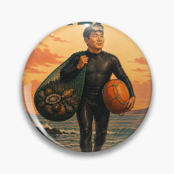 Item preview, KOREA HAENAM - Sea Diver Returns Home at Sunset Jeju Island Retro Vintage Poster designed and sold by KOREA-HAENAM.