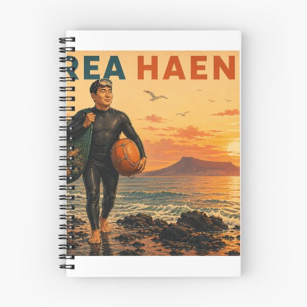 Item preview, KOREA HAENAM - Sea Diver Returns Home at Sunset Jeju Island Retro Vintage Poster designed and sold by KOREA-HAENAM.