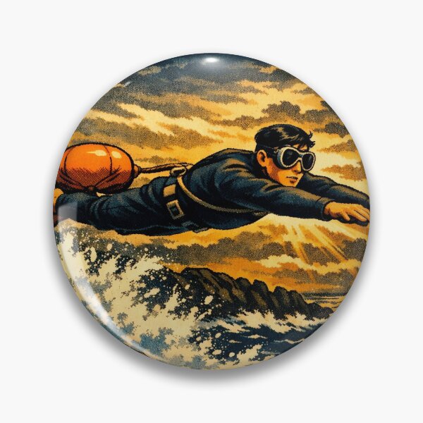 Item preview, KOREA HAENAM - Flying Dive Into Crashing Waves Jeju Island Retro Vintage Poster designed and sold by KOREA-HAENAM.