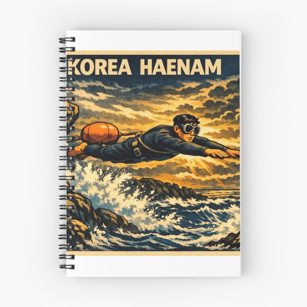 Item preview, KOREA HAENAM - Flying Dive Into Crashing Waves Jeju Island Retro Vintage Poster designed and sold by KOREA-HAENAM.