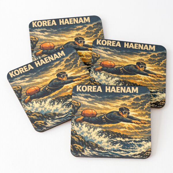 Item preview, KOREA HAENAM - Flying Dive Into Crashing Waves Jeju Island Retro Vintage Poster designed and sold by KOREA-HAENAM.