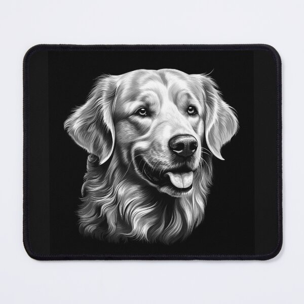 Item preview, Smiling Golden Retriever Portrait | Black and White Dog Lover Art designed and sold by inkoutninja.