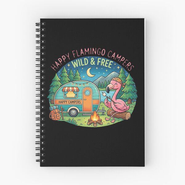 Item preview, Wild and Free Happy Flamingo Camper Retro Adventure designed and sold by TopherK-Designs.