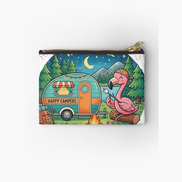 Item preview, Wild and Free Happy Flamingo Camper Retro Adventure designed and sold by TopherK-Designs.