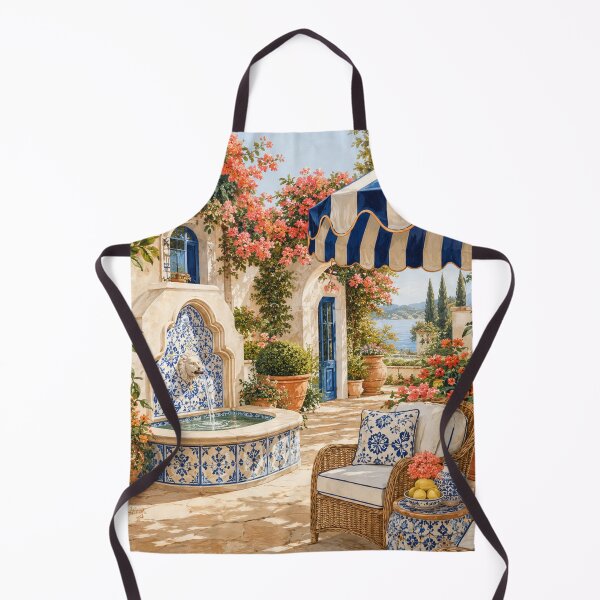Item preview, Mediterranean Lemon Courtyard - Blue Tile Fountain Art designed and sold by MeanPanduh.