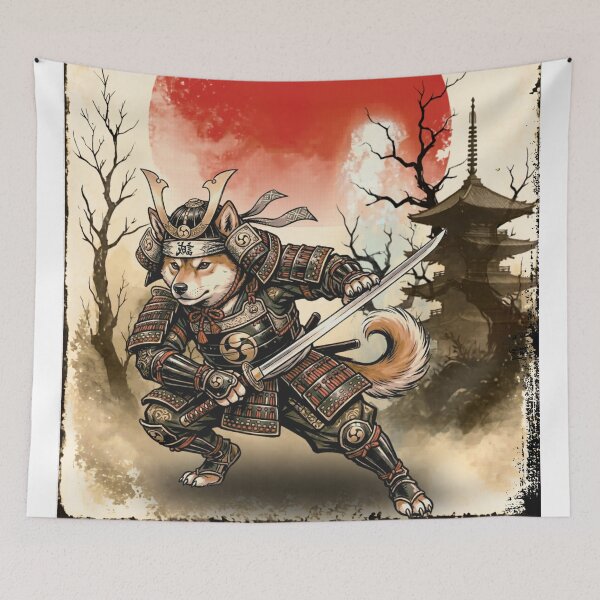 Item preview, Shiba Inu Samurai Warrior Art designed and sold by VibranPalette.