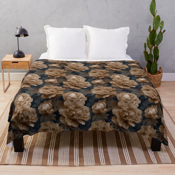Item preview, Vintage Golden Peonies Dark Moody Floral Pattern designed and sold by Prismatect.
