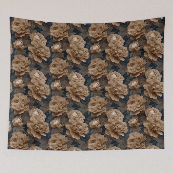 Item preview, Vintage Golden Peonies Dark Moody Floral Pattern designed and sold by Prismatect.