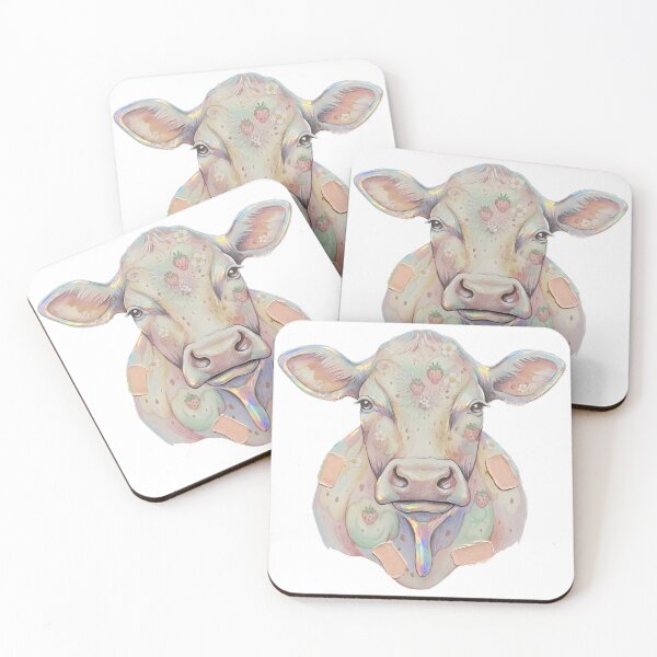 Item preview, Strawberry Cow Iridescent Cute Animal Art designed and sold by GymTanLaundry.