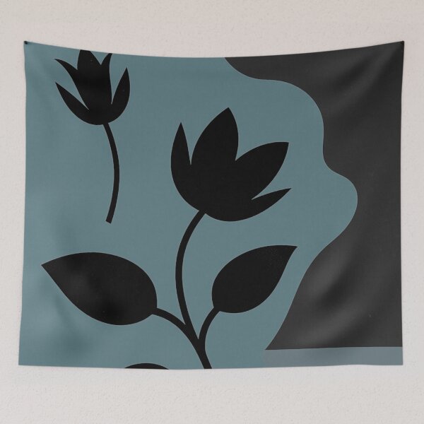 Item preview, Modern Slate Blue Floral Silhouette designed and sold by joycrysstudio.