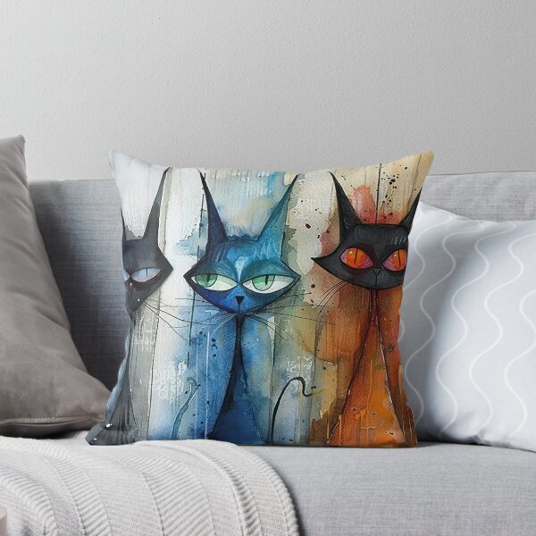 Artikelvorschau, Abstrakte Straßenkatzen mit leuchtenden Augen – Moderne, verspielte Katzenkunst entworfen und verkauft von NeoNebulaArt.