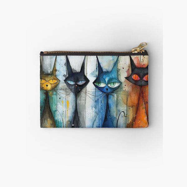 Artikelvorschau, Abstrakte Straßenkatzen mit leuchtenden Augen – Moderne, verspielte Katzenkunst entworfen und verkauft von NeoNebulaArt.