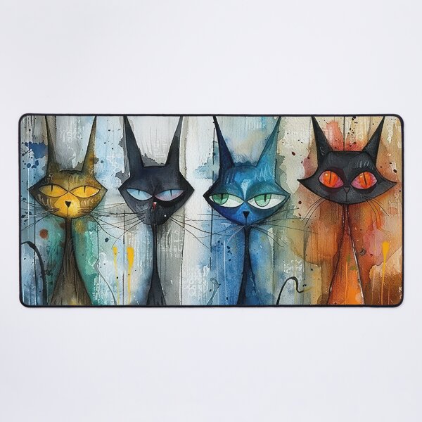 Item preview, Abstract Alley Cats with Glowing Eyes – Modern Whimsical Cat Art designed and sold by NeoNebulaArt.