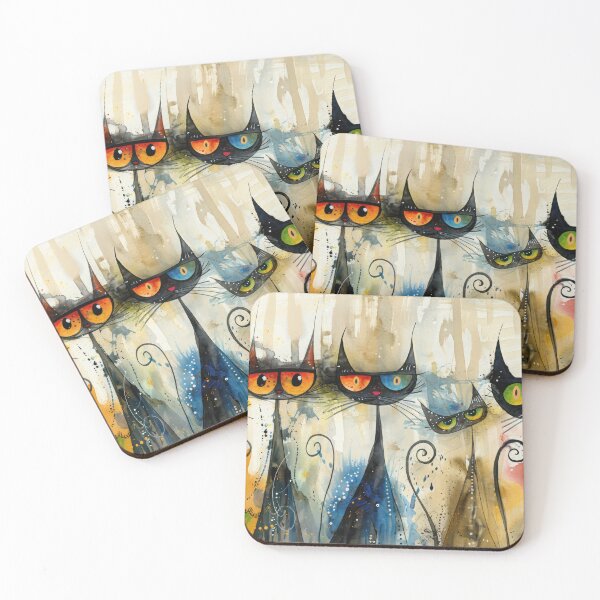 Item preview, Curious Cat Collective – Abstract Feline Crowd Art designed and sold by NeoNebulaArt.