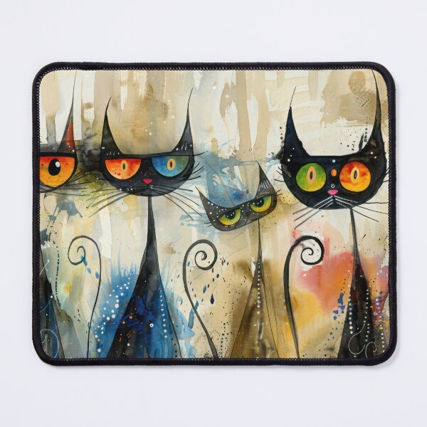 Item preview, Curious Cat Collective – Abstract Feline Crowd Art designed and sold by NeoNebulaArt.