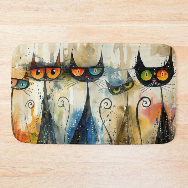 Item preview, Curious Cat Collective – Abstract Feline Crowd Art designed and sold by NeoNebulaArt.