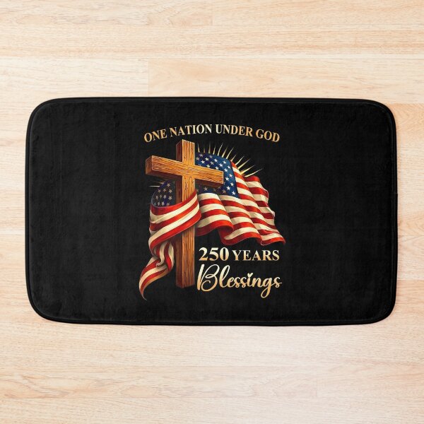 Item preview, One Nation Under God 250 Years Blessings Christian Cross USA Flag designed and sold by issan-exe.
