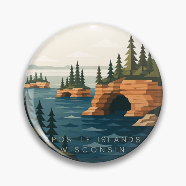 Item preview, Apostle Islands Wisconsin Retro Travel Poster | Lake Superior Sea Cave Nature Art designed and sold by SimplyJasper.