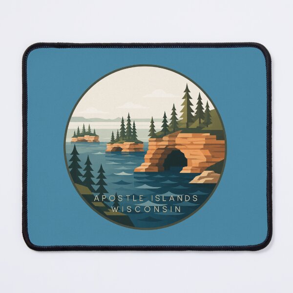 Item preview, Apostle Islands Wisconsin Retro Travel Poster | Lake Superior Sea Cave Nature Art designed and sold by SimplyJasper.