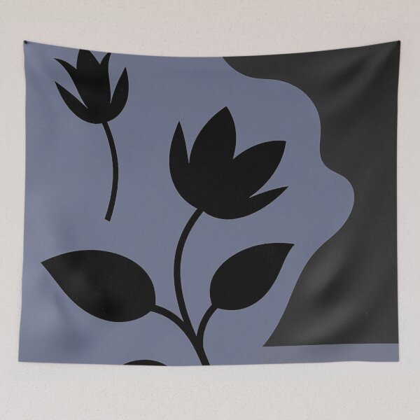 Item preview, Modern Deep Periwinkle Floral Silhouette designed and sold by joycrysstudio.