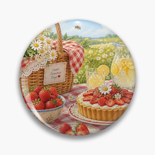 Item preview, Sweet Summer Days - Strawberry Picnic Cottagecore Art designed and sold by MeanPanduh.
