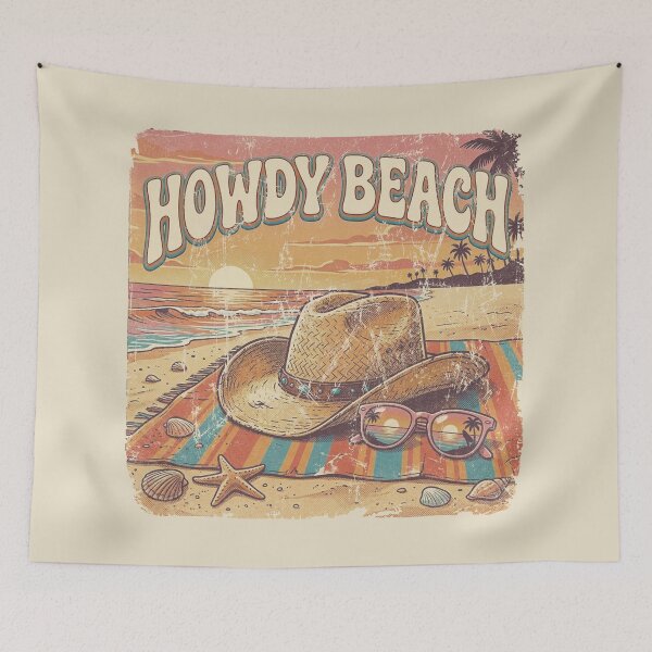 Item preview, Howdy Beach Retro Coastal Cowboy Sunset. designed and sold by EunsooLee.