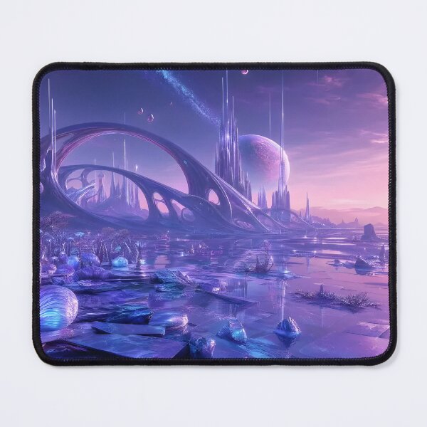 Item preview, Futuristic Sci Fi Landscape with Glowing Crystalline Plants designed and sold by Glitchart66.