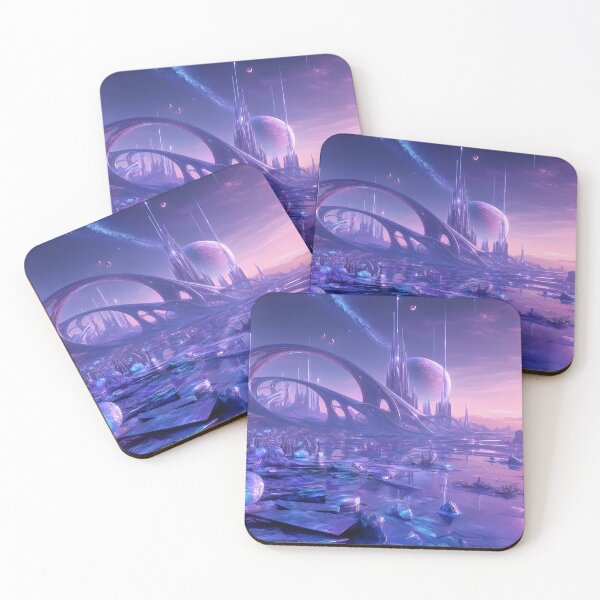 Item preview, Futuristic Sci Fi Landscape with Glowing Crystalline Plants designed and sold by Glitchart66.