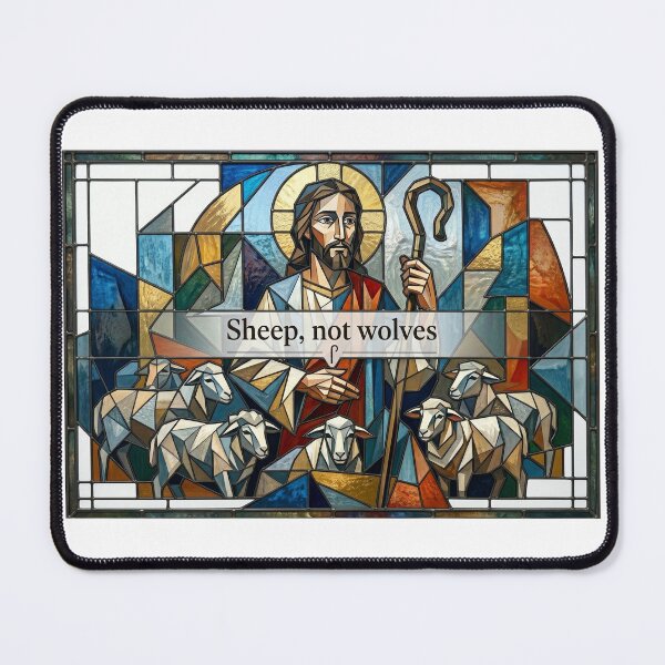 Item preview, Modern Stained Glass Jesus Shepherd Christian Graphic designed and sold by ZZ-designzz.
